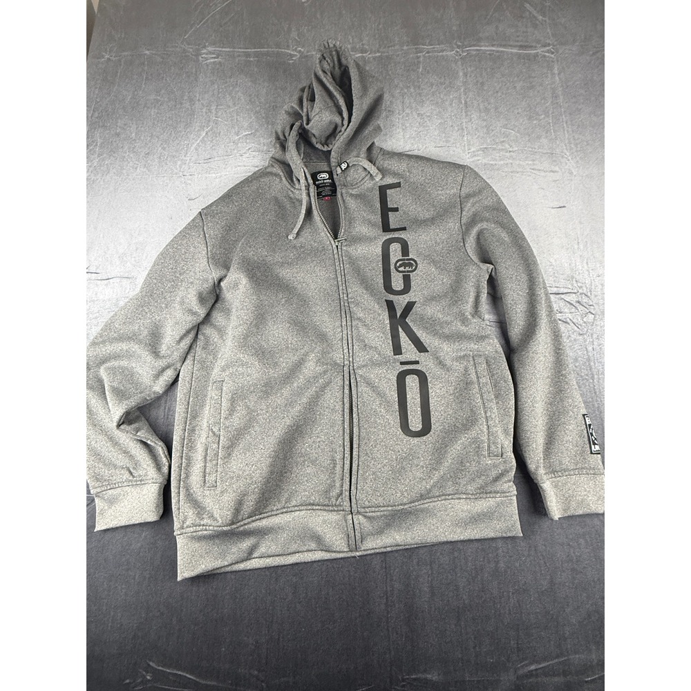 Ecko Unltd Men's XL Gay Full Zip Hoodie Black Logo Streetwear Sweatshirt